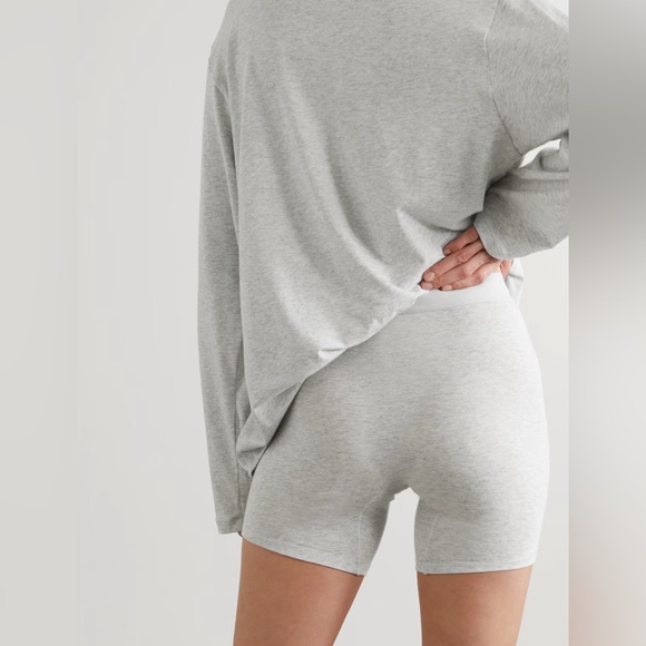 SKIMS (S) Women’s Boyfriend Cotton Jersey Boxer Shorts Light Heather Grey - Picture 3 of 8